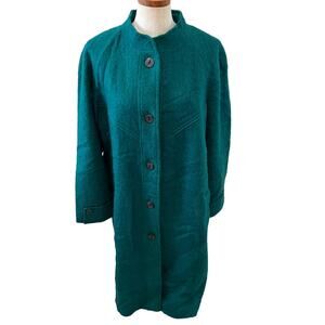 Vintage 80s Long Emerald Green Mohair Coat